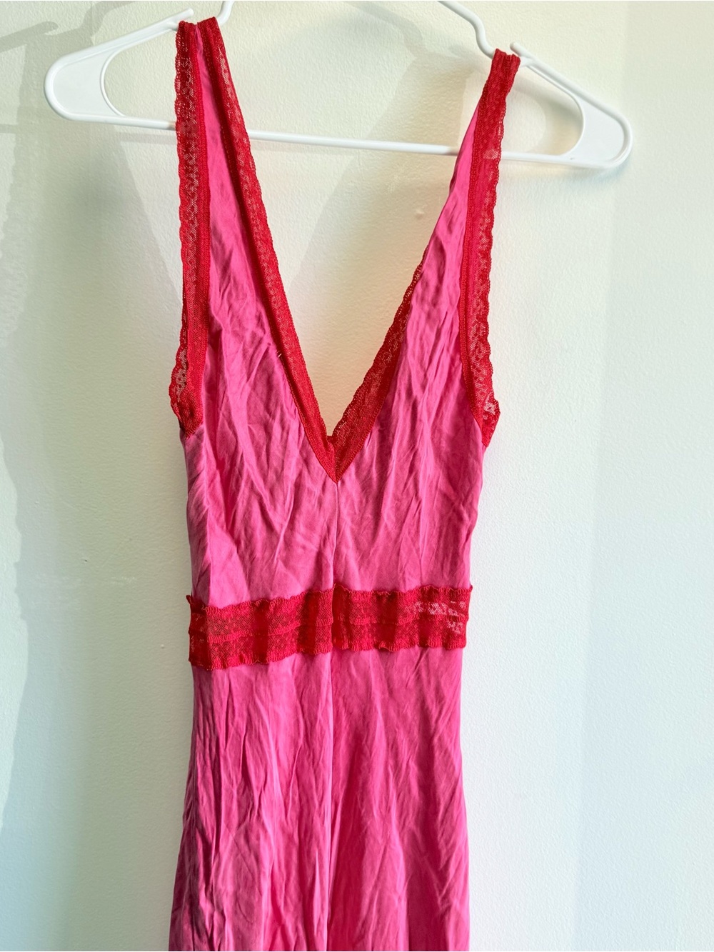 VRG Girl Meet Me On The Dance Floor Bias Cut Slip Maxi Dress Small Pink Red - Picture 9 of 15
